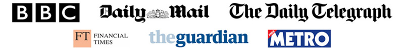 BBC, Daily Mail, Daily Telegraph, Financial Times, The Guardian, Metro